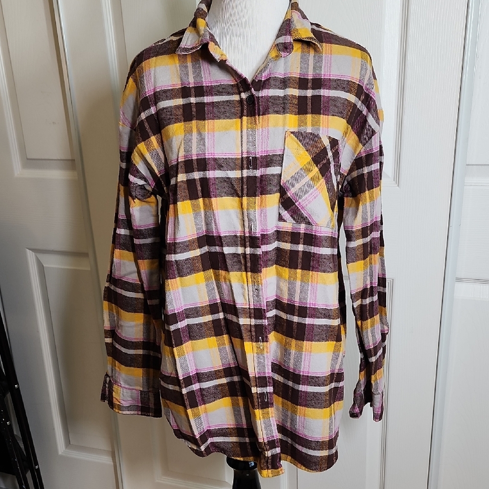 Wild Fable Plaid Shirt - Yellow, Pink, Brown